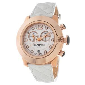 GLAM ROCK Leather Dress Watch with Classic Dial Women White Watches